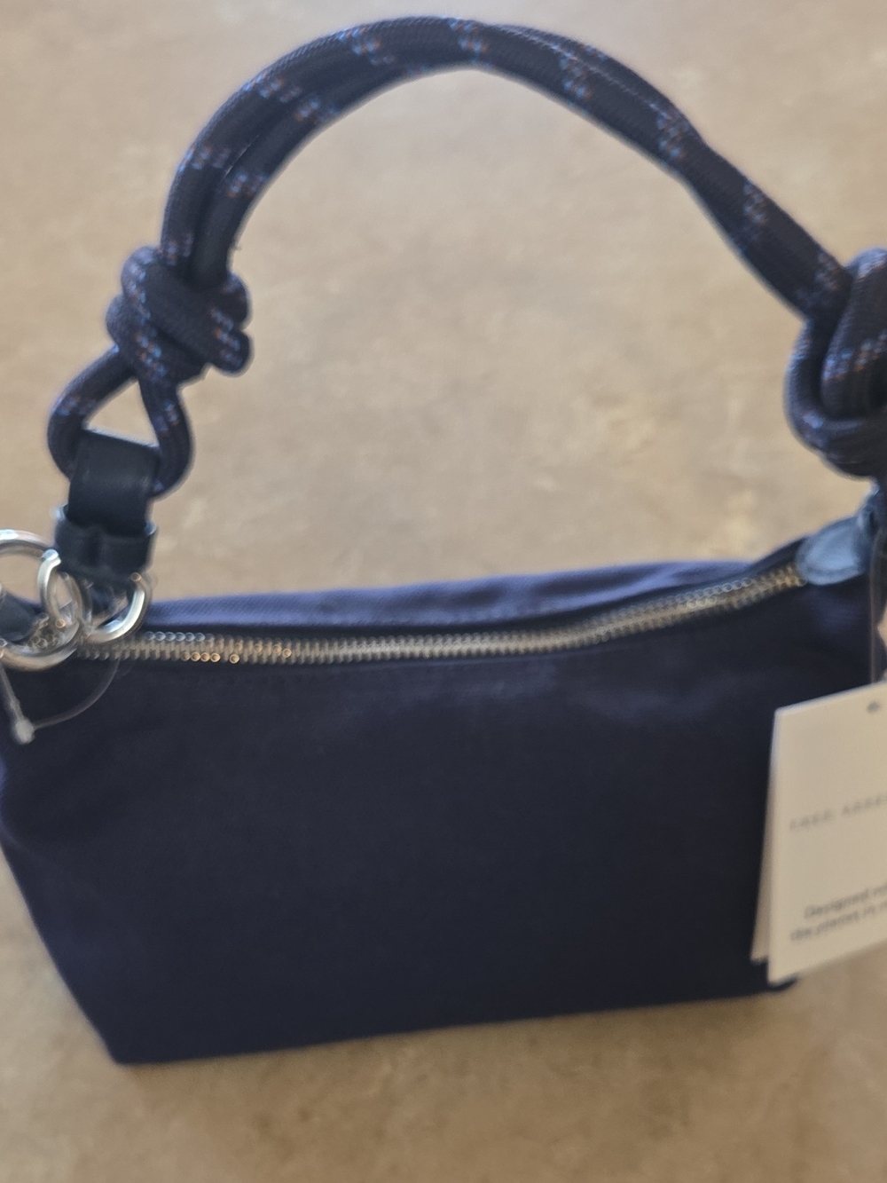 Navy Mini Shoulder Bag with Rope Handle